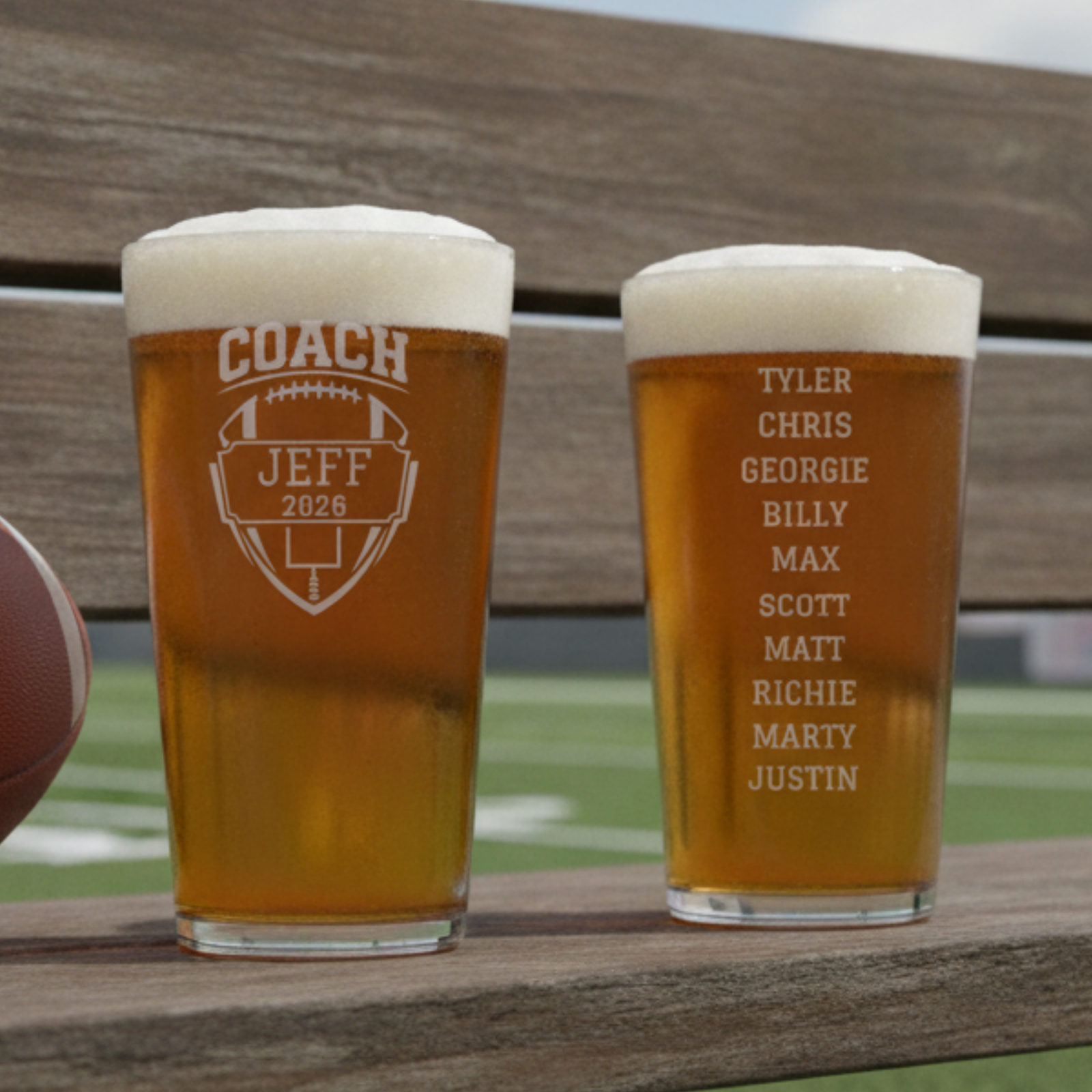 Personalized Football Coach Pint Glass