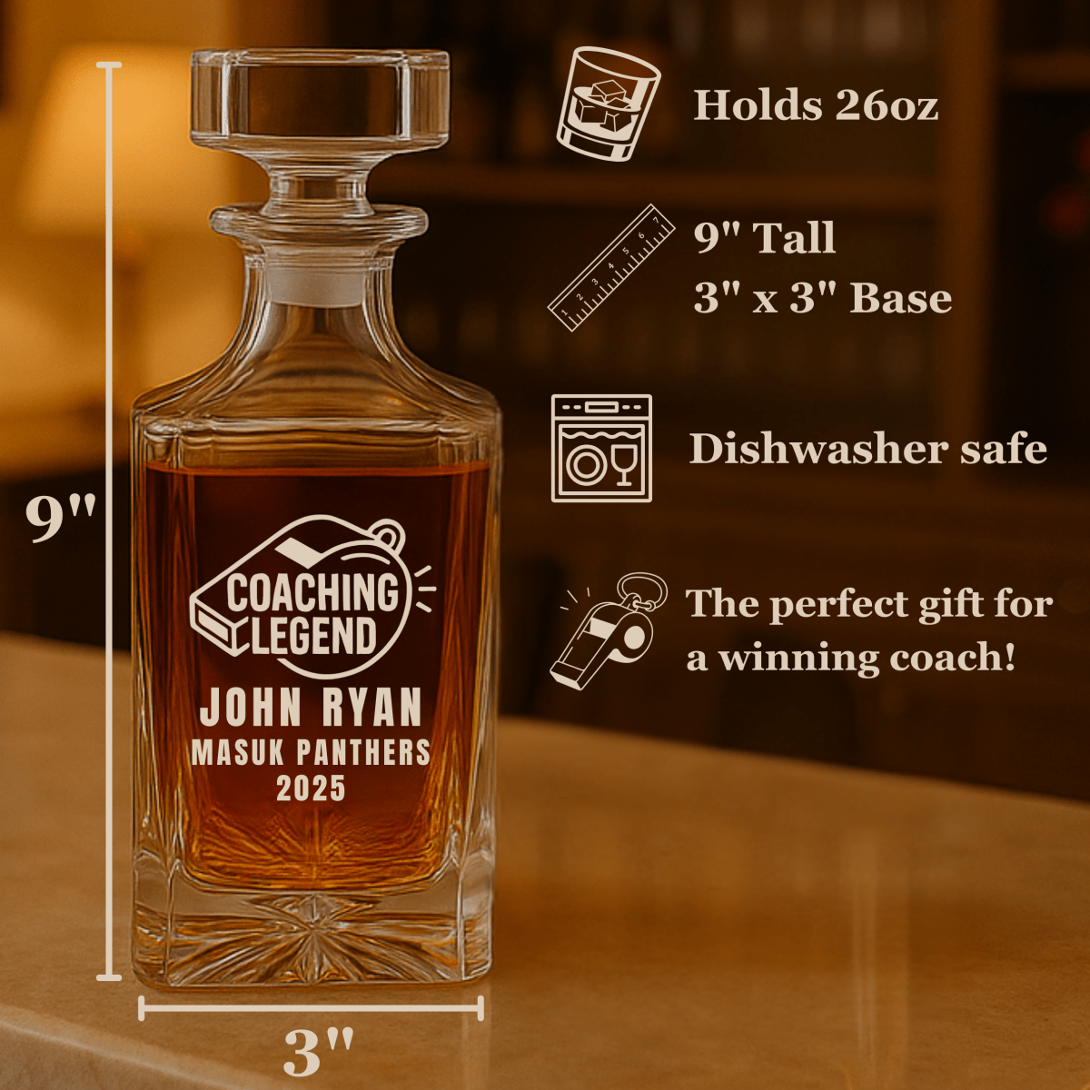 Unique Personalized Personalized Coach Decanter Customized Coach Gifts for Men by Groovy Guy