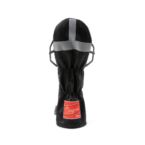 Golf driver headcover shaped like a baseball catcher’s mask, crafted in sleek PU leather.