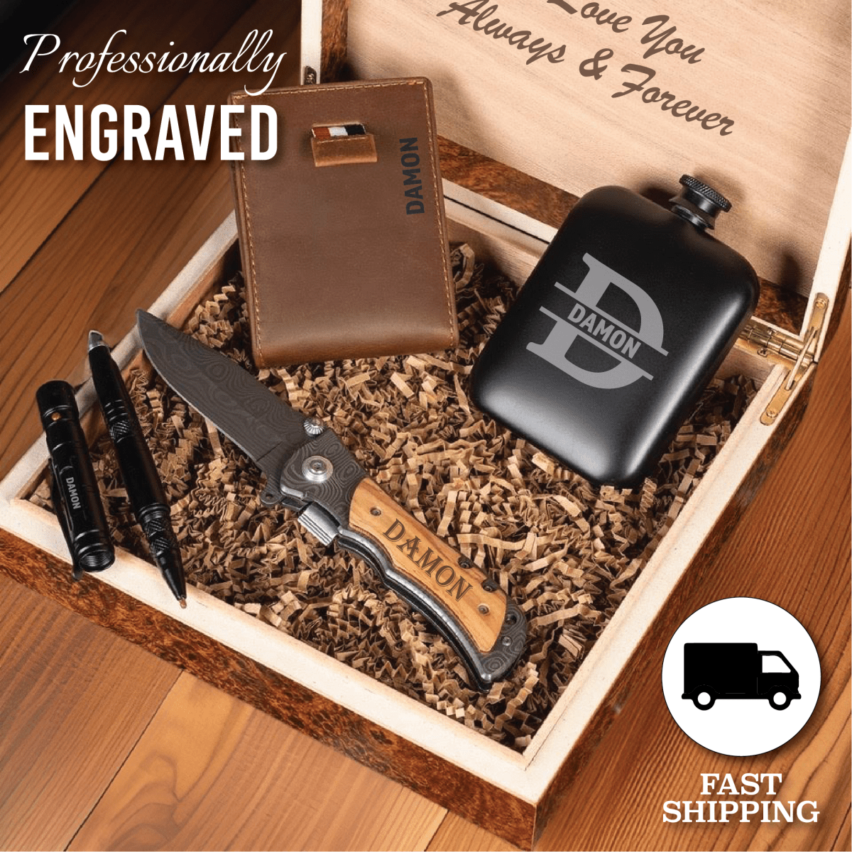 Unique Personalized Gentleman's Essentials Box Set Customized Gift Set Gifts for Men by Groovy Guy