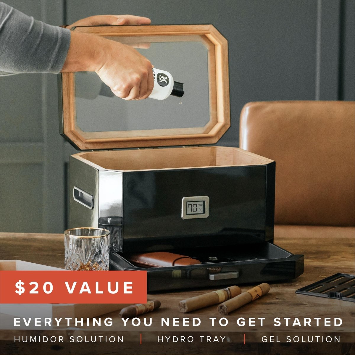 Unique Personalized Octodor Glass Top Humidor Customized Humidor Gifts for Men by Groovy Guy