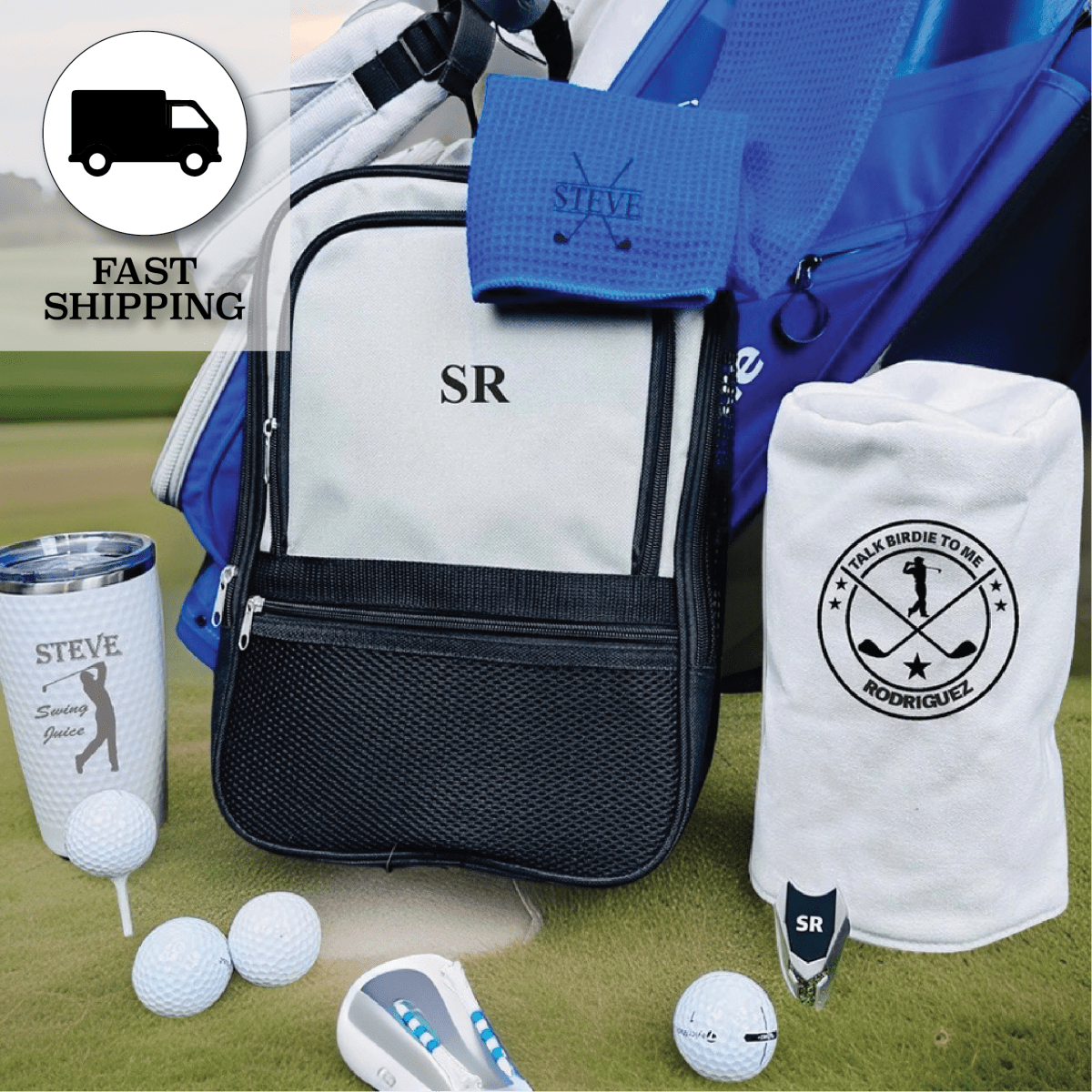 Unique Personalized Birdie Bundle Golf Gift Set Customized Personalized Golf Towel Gifts for Men by Groovy Guy