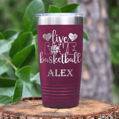 Maroon Basketball Tumbler With Passion For The Game Design