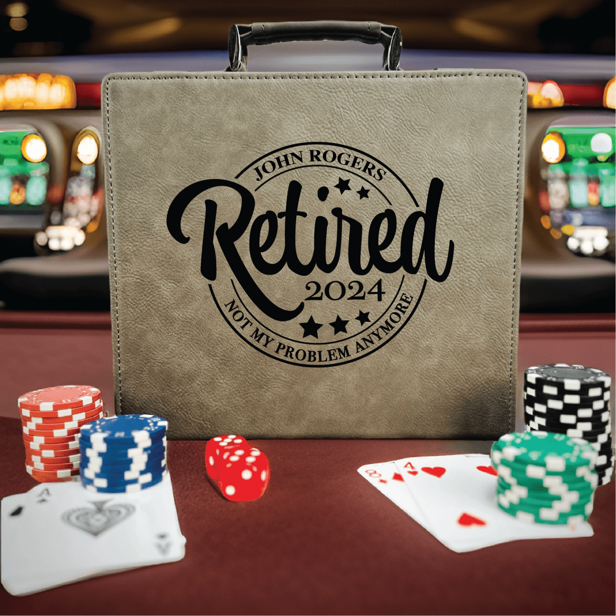 Unique Personalized Freedom, Fun & Flushes Poker Set Customized Gift Set Gifts for Men by Groovy Guy