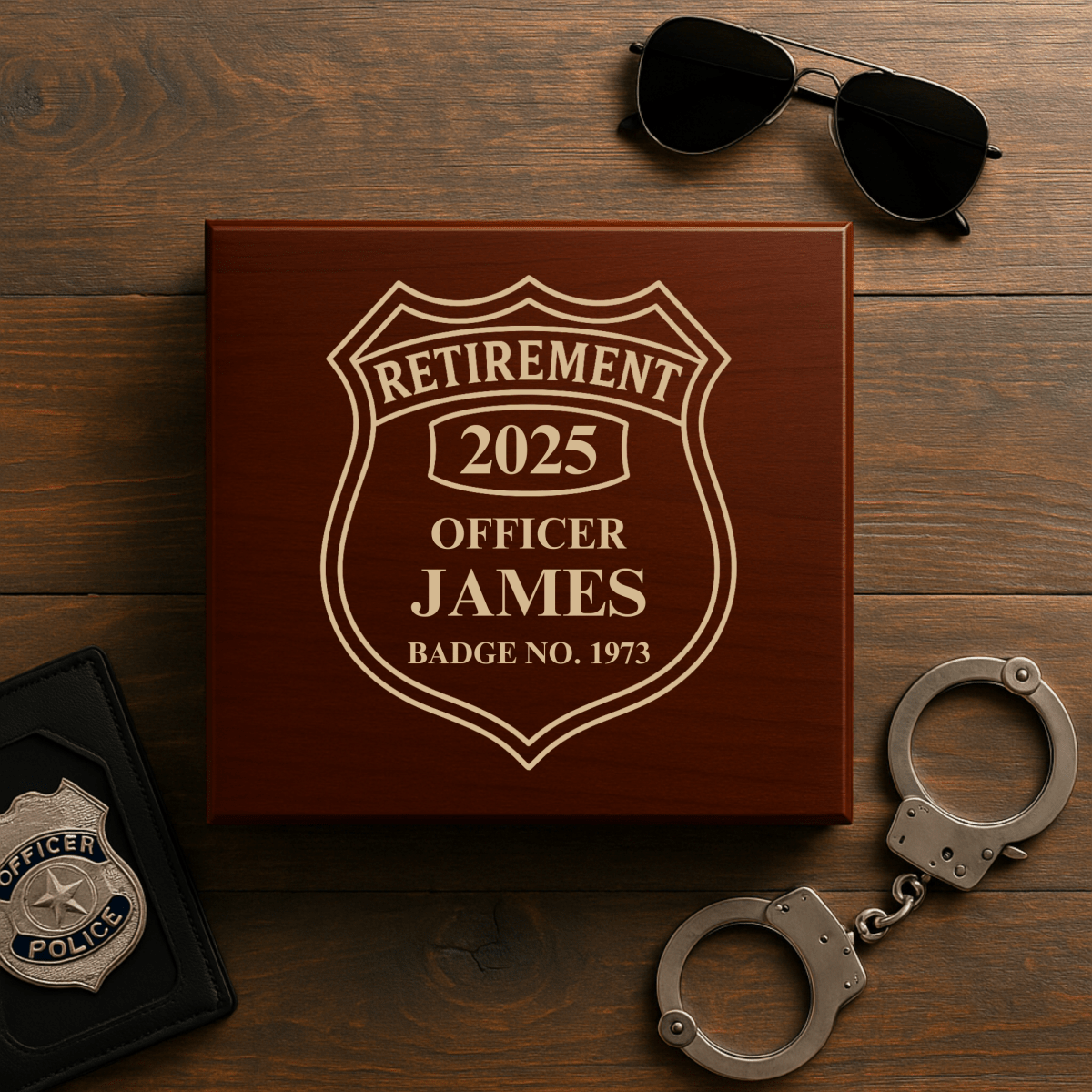 Personalized Police Retirement Keepsake Box - Custom Police Retirement Gift