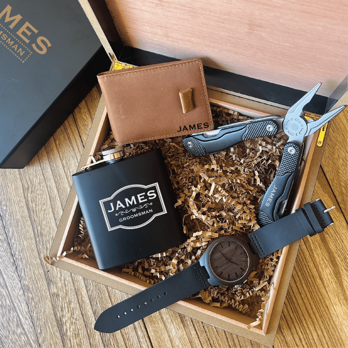Unique Personalized Premier Groomsman Gift Set Customized Gifts for Men by Groovy Guy
