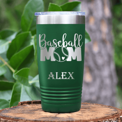 Green Baseball Tumbler With Queen Of The Bleachers Baseball Design