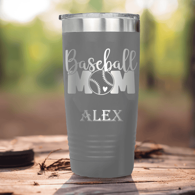 Grey Baseball Tumbler With Queen Of The Bleachers Baseball Design