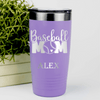 Light Purple Baseball Tumbler With Queen Of The Bleachers Baseball Design