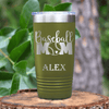 Military Green Baseball Tumbler With Queen Of The Bleachers Baseball Design