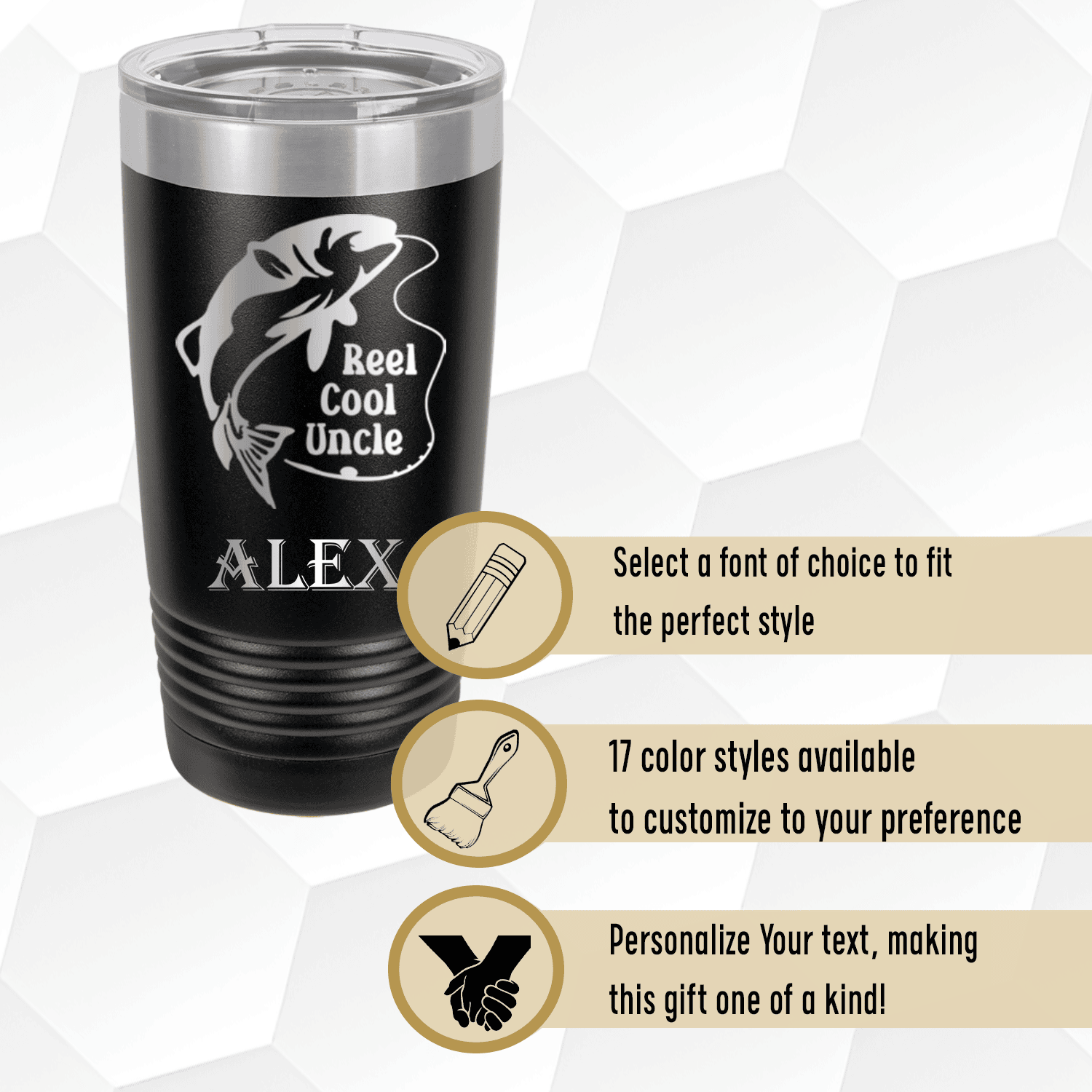 Unique Personalized Reel Cool Fishing Uncle Tumbler Customized Uncle Tumblers Gifts for Men by Groovy Guy