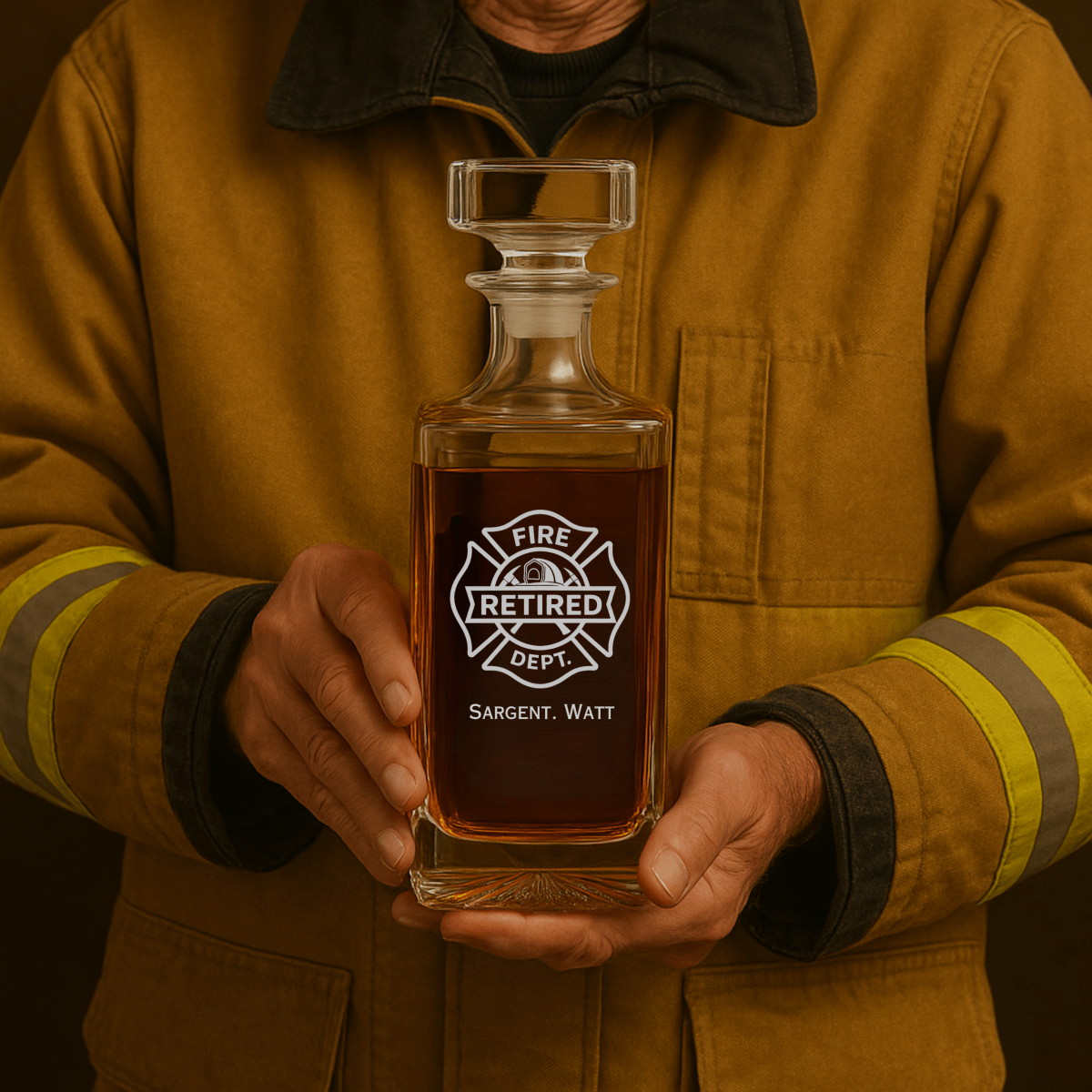 Unique Personalized Retired Firefighter Decanter Customized Retirement Gifts for Men by Groovy Guy