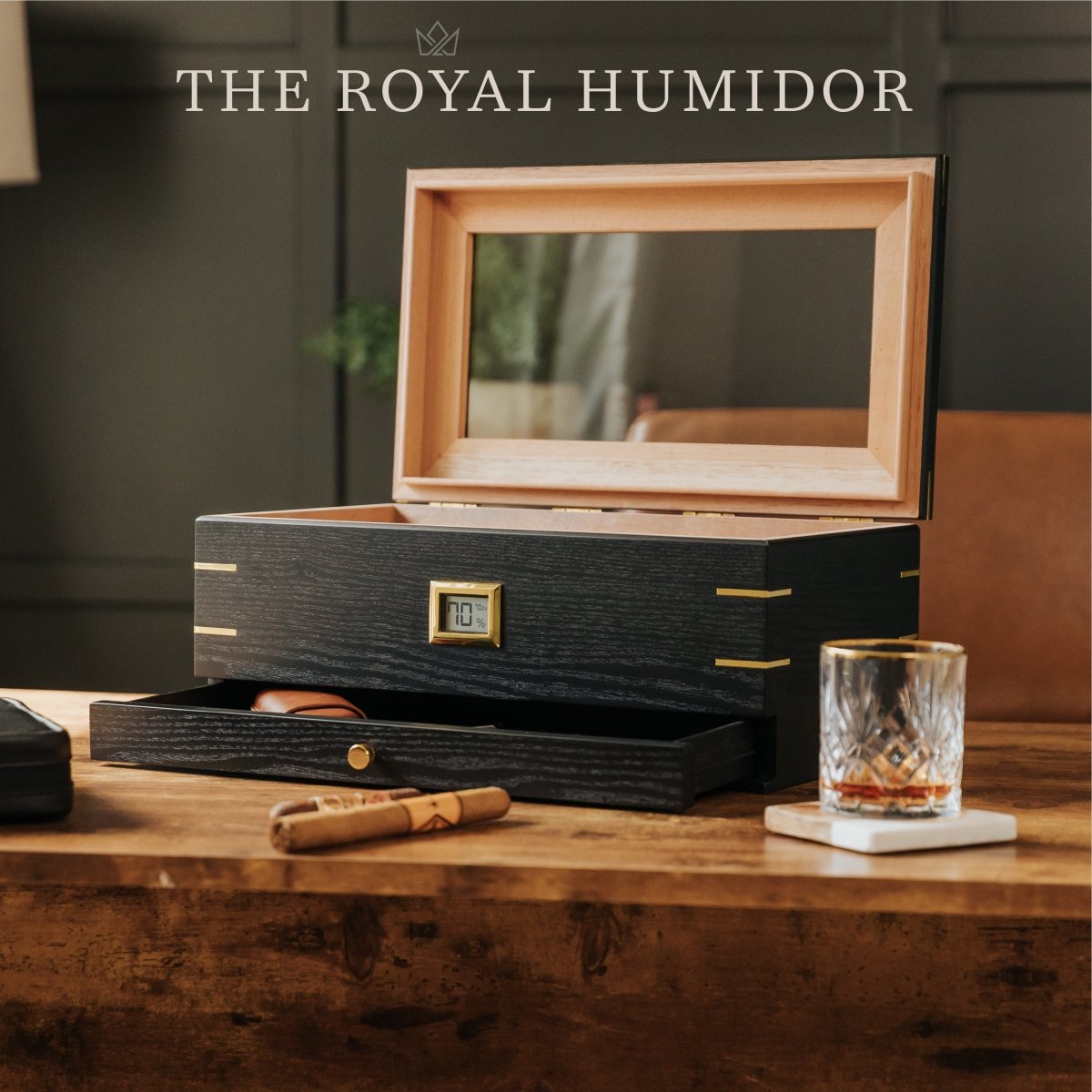 Unique Personalized Royal Glass Top Humidor Customized Humidor Gifts for Men by Groovy Guy