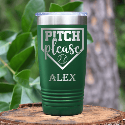 Green Baseball Tumbler With Sass From The Mound Design