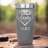 Grey Baseball Tumbler With Sass From The Mound Design