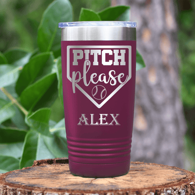 Maroon Baseball Tumbler With Sass From The Mound Design
