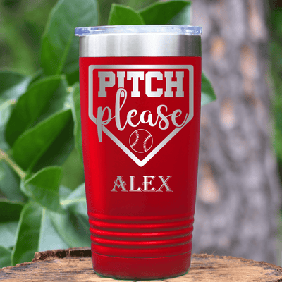 Red Baseball Tumbler With Sass From The Mound Design