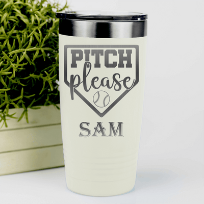 White Baseball Tumbler With Sass From The Mound Design