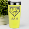 Yellow Baseball Tumbler With Sass From The Mound Design