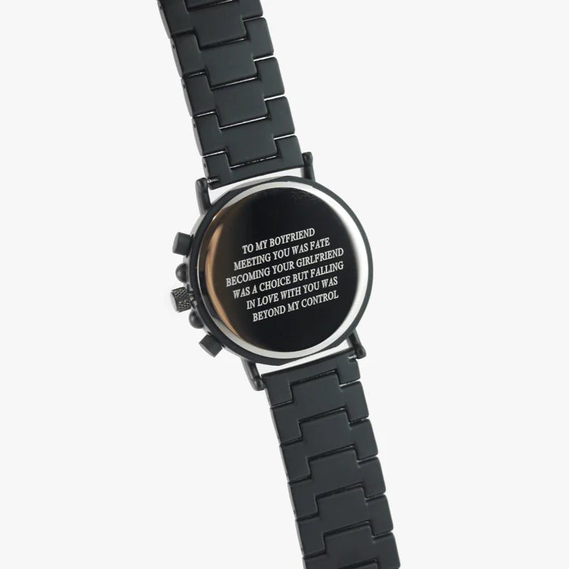 Unique Personalized Black Steel Explorers Watch Customized Watches Gifts for Men by Groovy Guy