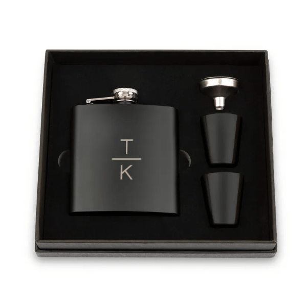 Unique Personalized Metallic Flask Set Customized Flask Set Gifts for Men by Groovy Guy