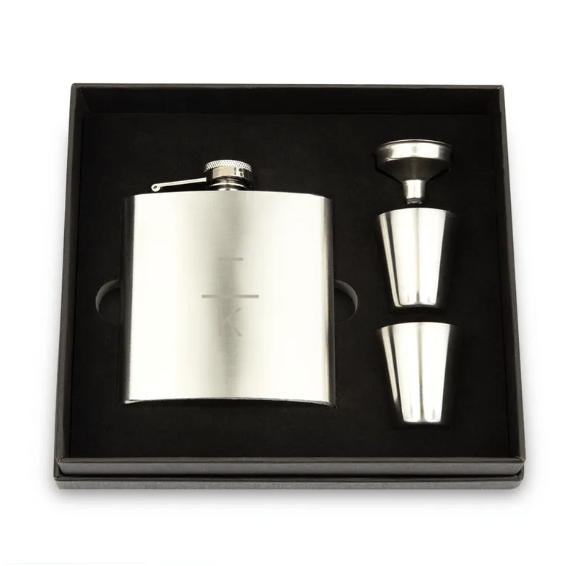 Unique Personalized Metallic Flask Set Customized Flask Set Gifts for Men by Groovy Guy