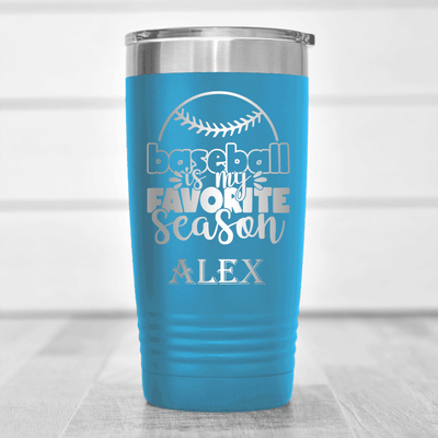 Light Blue Baseball Tumbler With Season Of Home Runs Design