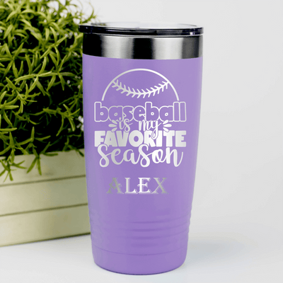 Light Purple Baseball Tumbler With Season Of Home Runs Design