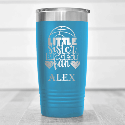 Light Blue Basketball Tumbler With Sisters Sideline Support Design
