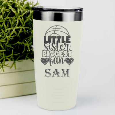 White Basketball Tumbler With Sisters Sideline Support Design