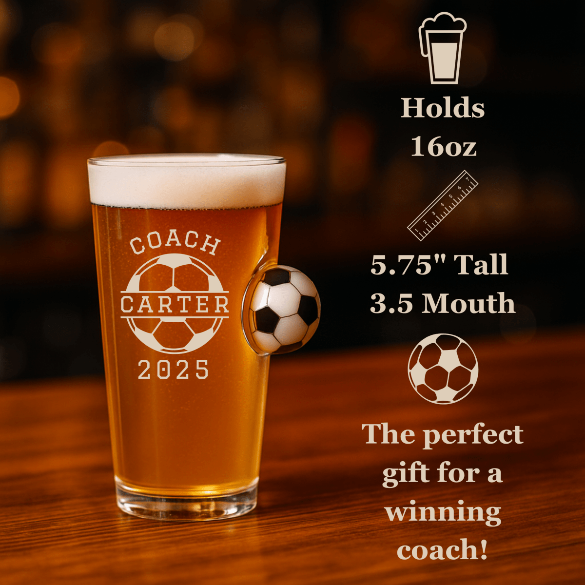 Unique Personalized Soccer Coach Trophy Glass Customized Soccer Gifts for Men by Groovy Guy