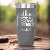 Grey Basketball Tumbler With Swish And Score Design