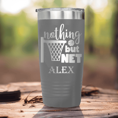 Grey Basketball Tumbler With Swish And Score Design