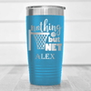 Light Blue Basketball Tumbler With Swish And Score Design