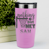 Pink Basketball Tumbler With Swish And Score Design