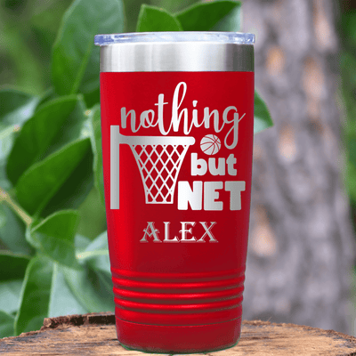 Red Basketball Tumbler With Swish And Score Design