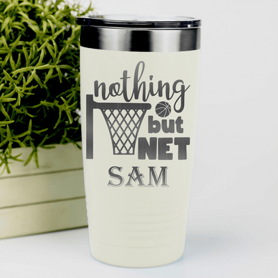 White Basketball Tumbler With Swish And Score Design