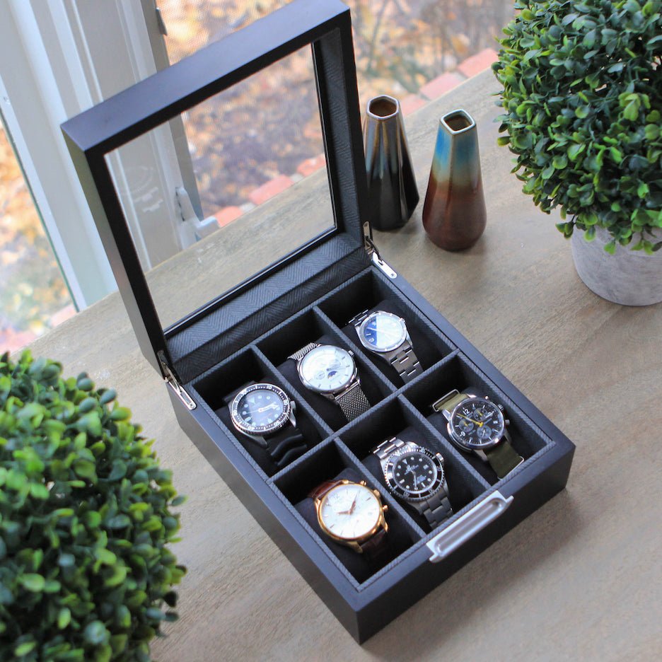 Unique Personalized Modern 2x3 Watch Box - 6 Slot Customized watch box Gifts for Men by Groovy Guy