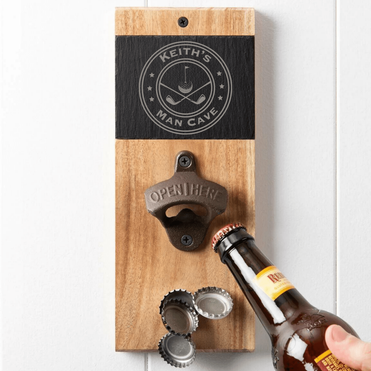 Unique Personalized Golfers Cave Bottle Opener Customized Gifts for Men by Groovy Guy
