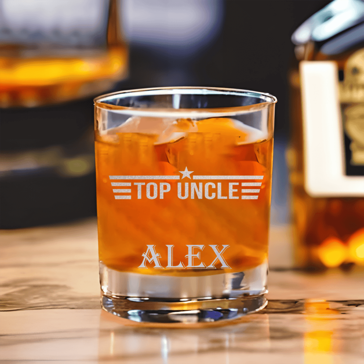 Unique Personalized Top Uncle Whiskey Glass Customized Uncle Pint Glasses Gifts for Men by Groovy Guy