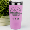 Pink Basketball Tumbler With Total Basketball Fanatic Design