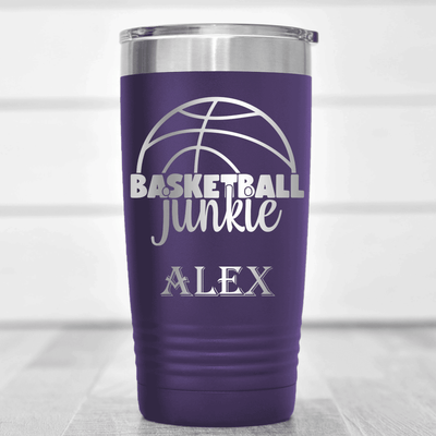 Purple Basketball Tumbler With Total Basketball Fanatic Design