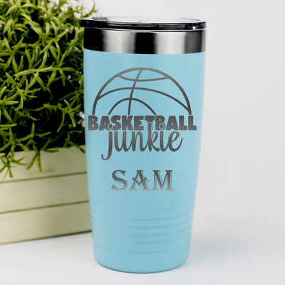 Teal Basketball Tumbler With Total Basketball Fanatic Design