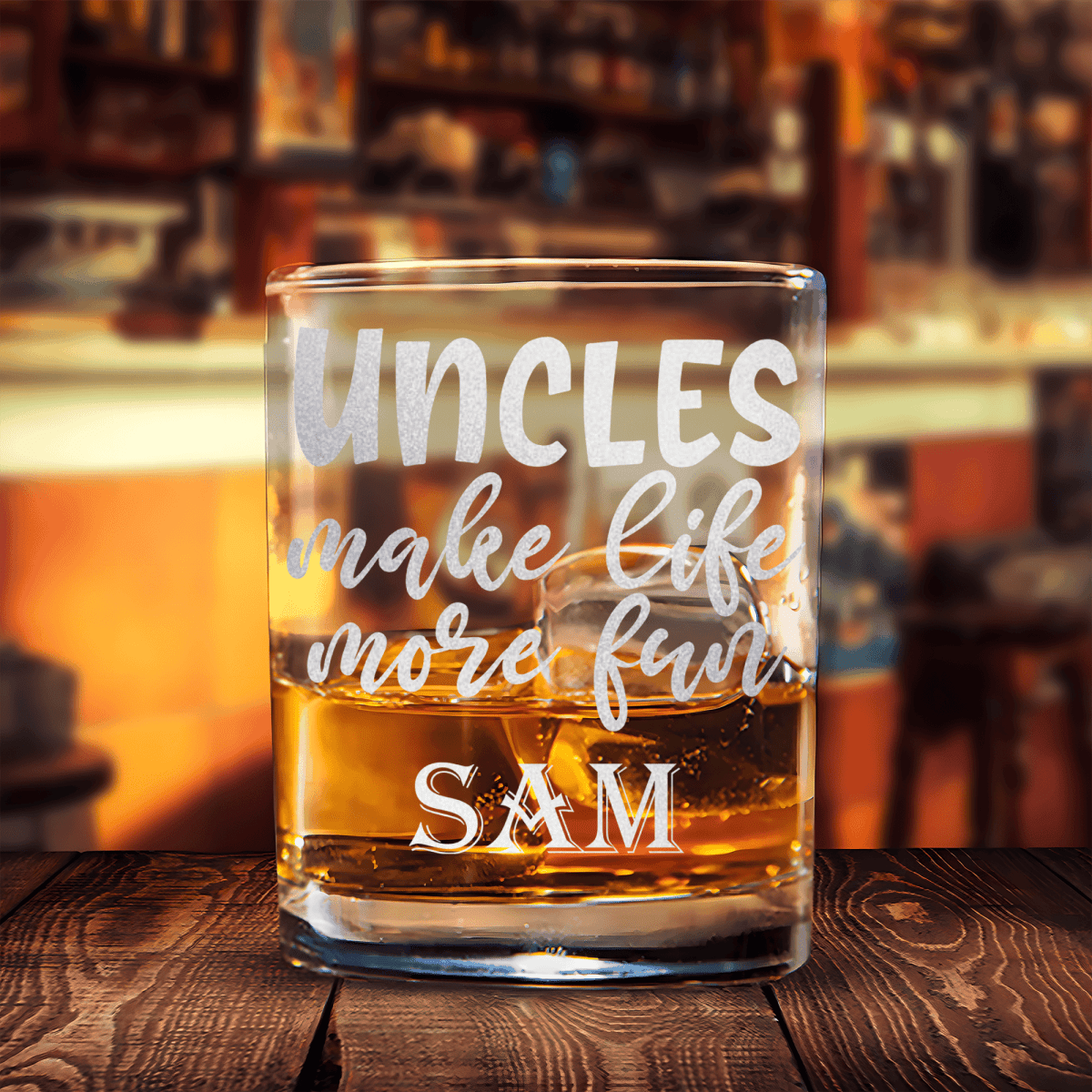 Unique Personalized Uncles Make Life Fun Whiskey Glass Customized Uncle Pint Glasses Gifts for Men by Groovy Guy