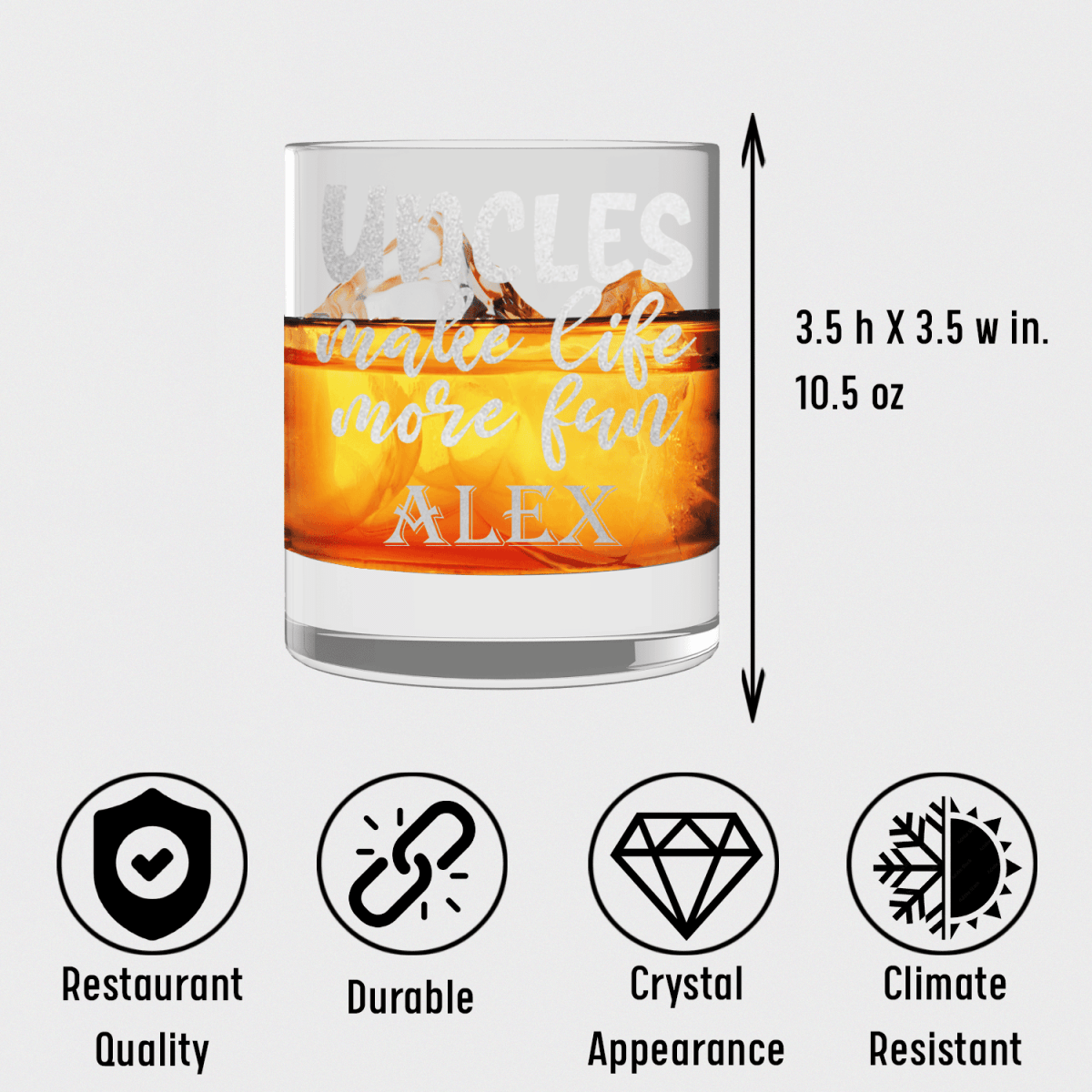 Unique Personalized Uncles Make Life Fun Whiskey Glass Customized Uncle Pint Glasses Gifts for Men by Groovy Guy
