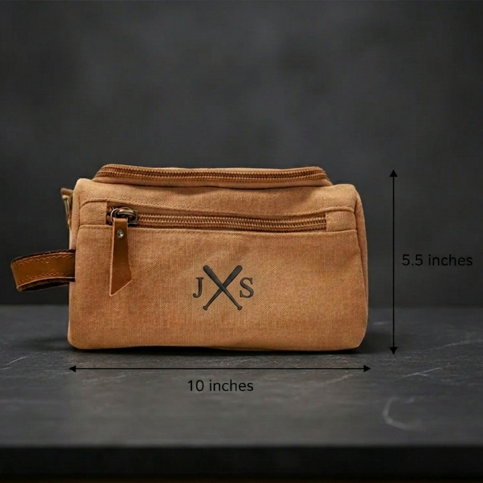 Personalized Baseball Dopp Kit with Embroidered Crossed Bats