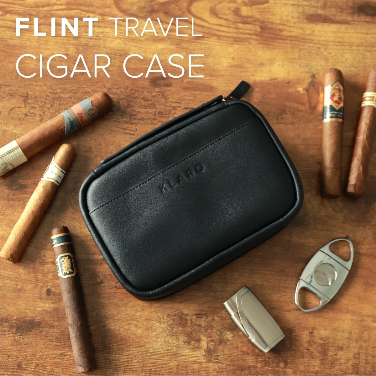 Unique Personalized Flint Travel Leather Cigar Case Customized humidor accessory Gifts for Men by Groovy Guy