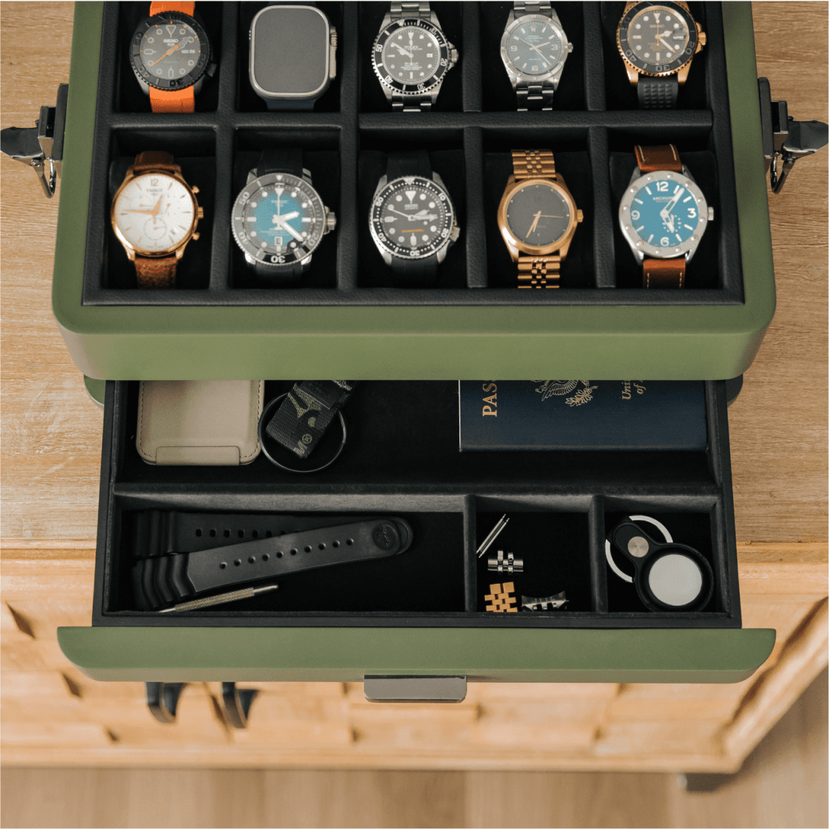 Unique Personalized Military Modular Watch Box - 10 Slot Customized watch box Gifts for Men by Groovy Guy