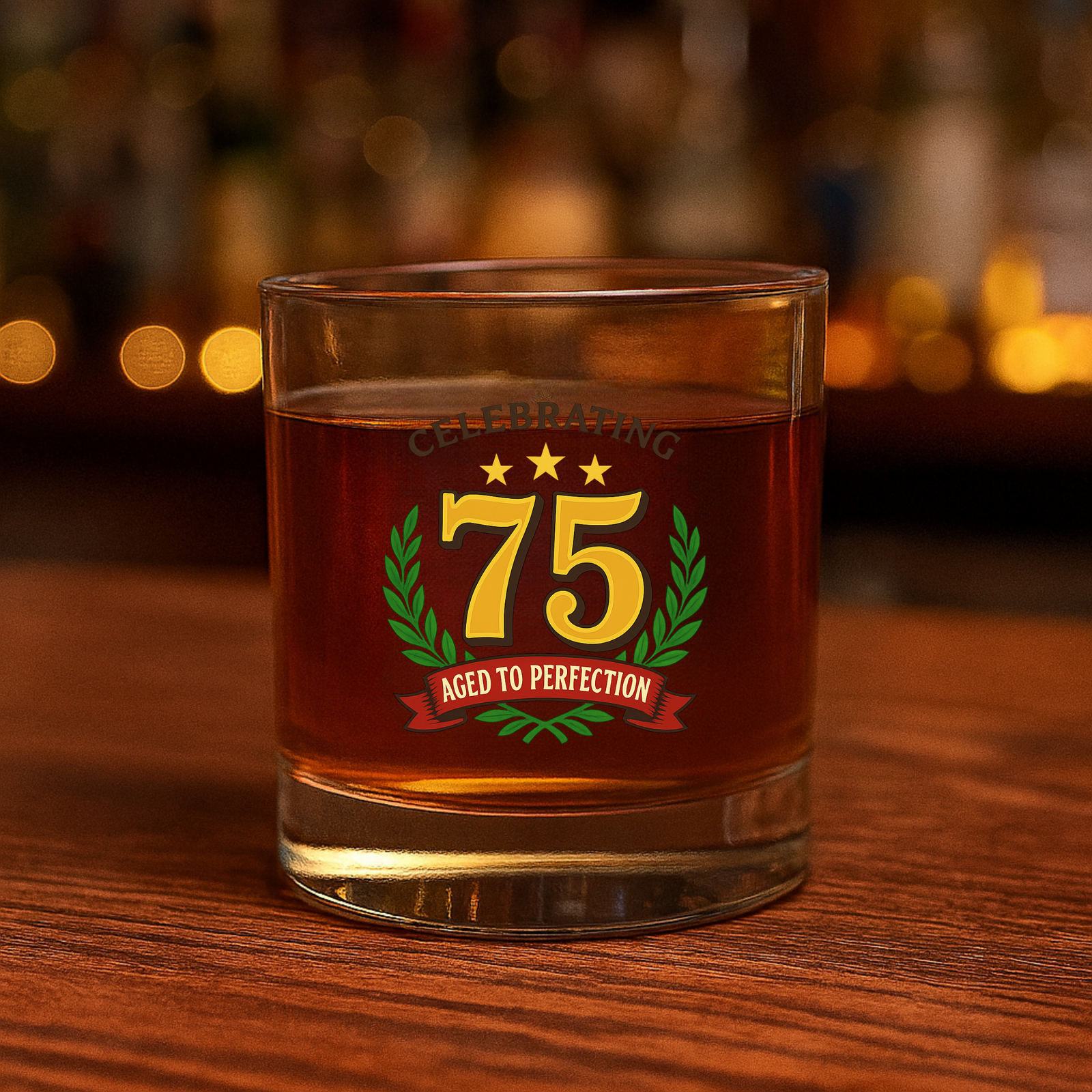 75th Birthday Whiskey Glass