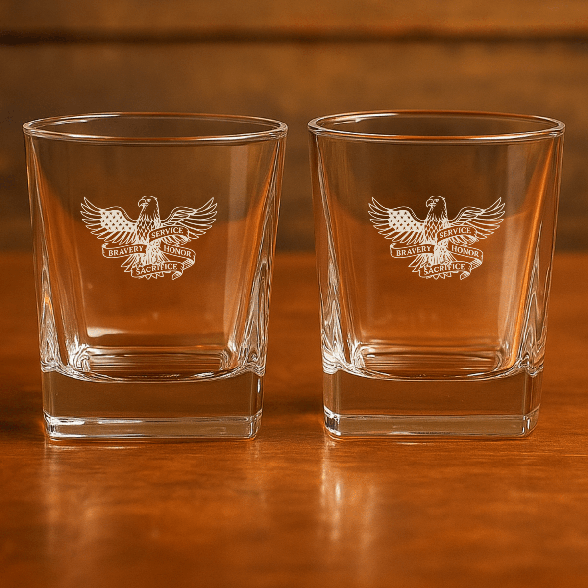 Unique Personalized Honor & Bravery Whiskey Glass Customized Whiskey Glass Gifts for Men by Groovy Guy